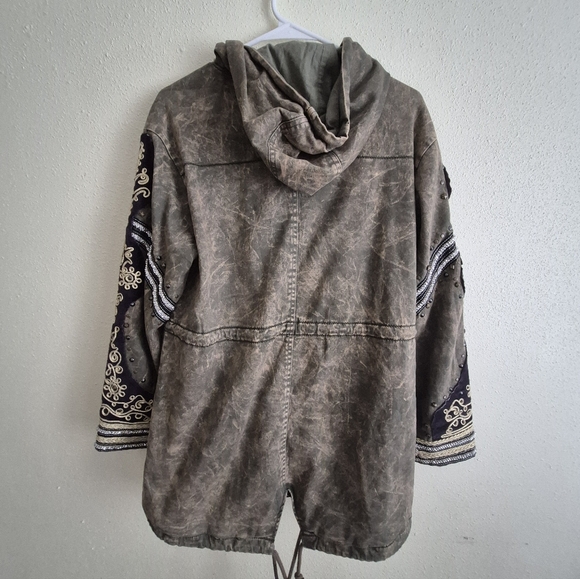 Free People Golden Quills Green Military Parka Size XS - Picture 3 of 9